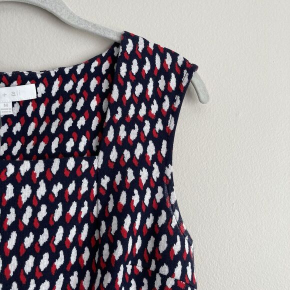 Eri + Ali Womens Medium Effie Peplum Blouse Square Neck Ponte Knit Top Cottage - Picture 5 of 11